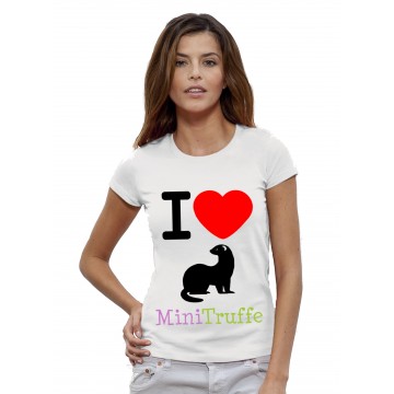 Tshirt Femme Blanc I Love Ferret
