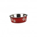 Gamelle rouge en inox avec motif pattes