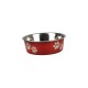 Gamelle rouge en inox avec motif pattes